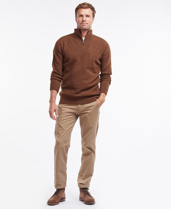 Barbour Nelson Essential Half-zip Jumper καφε | BABO88556