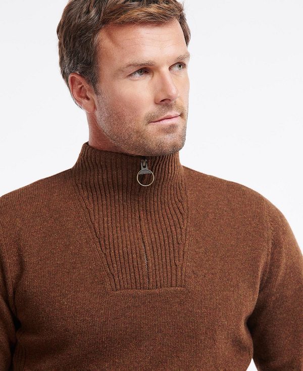Barbour Nelson Essential Half-zip Jumper καφε | BABO88556