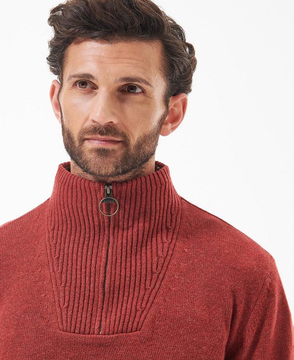 Barbour Nelson Essential Half-zip Jumper κοκκινα | BABO88559