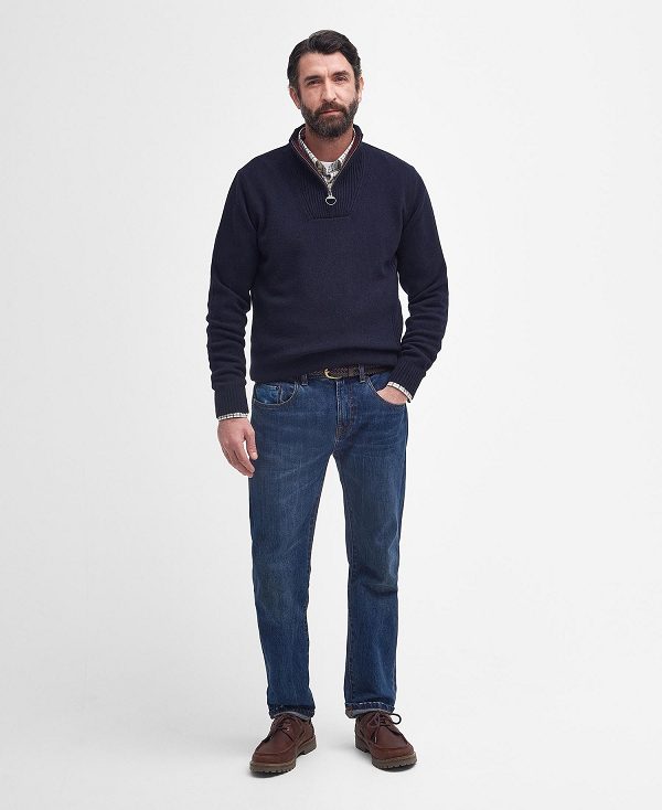 Barbour Nelson Essential Half-zip Jumper σκουρο μπλε | BABO88572