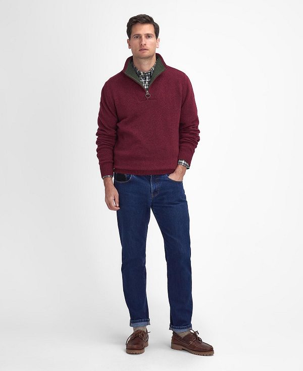 Barbour Nelson Essential Half-zip Jumper μπορντο | BABO88668