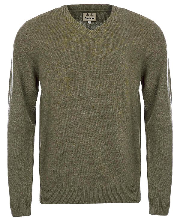 Barbour Nelson Essential V Neck Jumper Ελιά | BABO88515