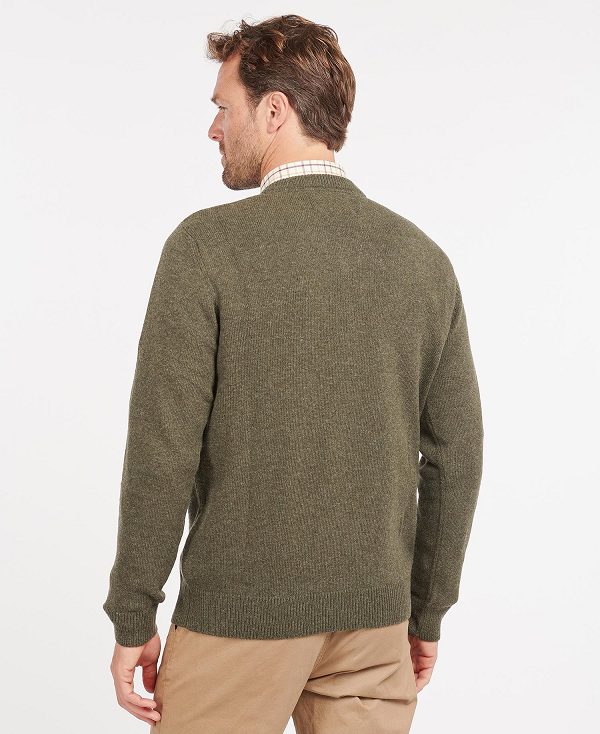 Barbour Nelson Essential V Neck Jumper Ελιά | BABO88515