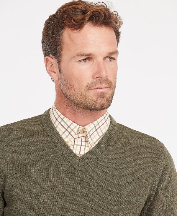 Barbour Nelson Essential V Neck Jumper Ελιά | BABO88515
