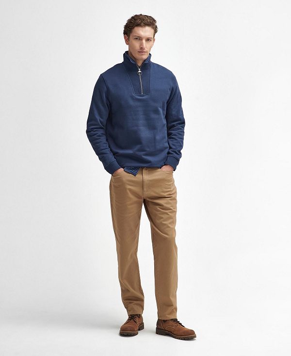 Barbour Nelson Half-zip Sweatshirt σκουρο μπλε | BABO88679