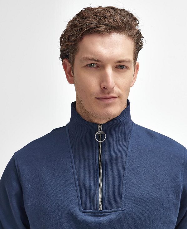 Barbour Nelson Half-zip Sweatshirt σκουρο μπλε | BABO88679