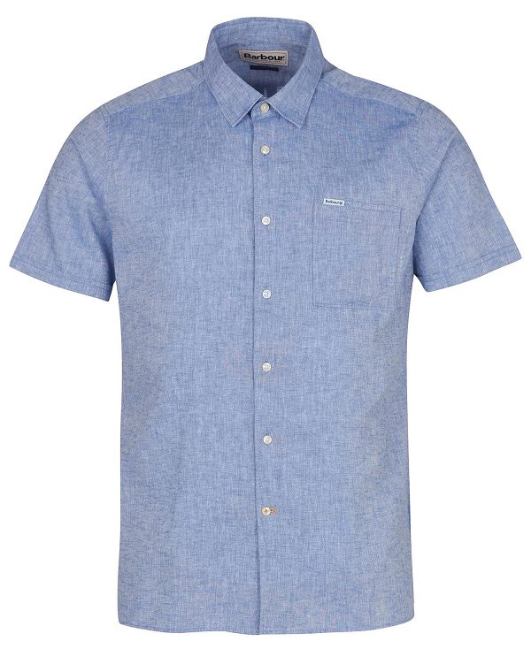 Barbour Nelson Regular Short-sleeved Shirt μπλε | BABO87630