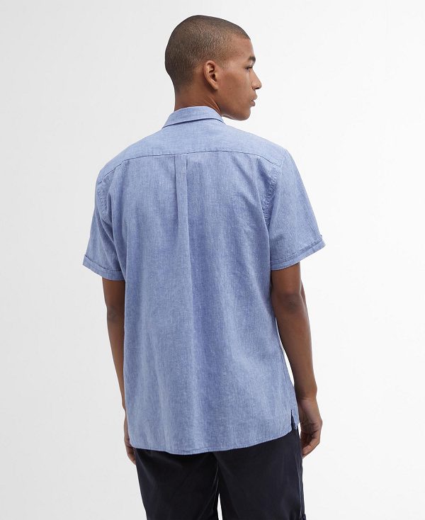 Barbour Nelson Regular Short-sleeved Shirt μπλε | BABO87630