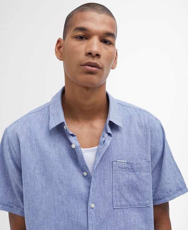 Barbour Nelson Regular Short-sleeved Shirt μπλε | BABO87630