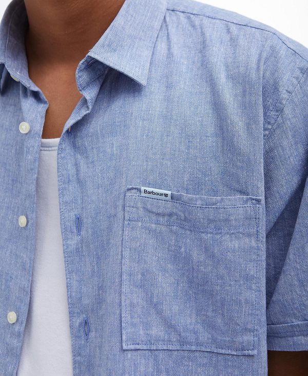 Barbour Nelson Regular Short-sleeved Shirt μπλε | BABO87630