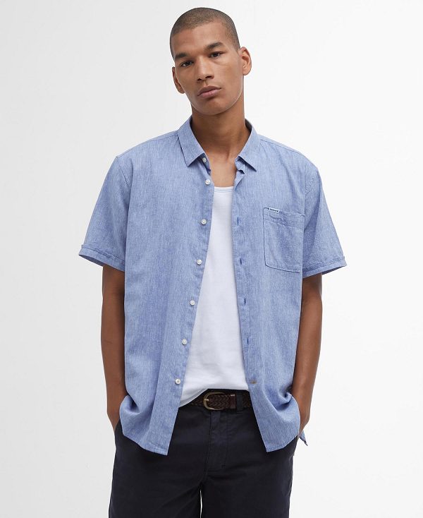 Barbour Nelson Regular Short-sleeved Shirt μπλε | BABO87630