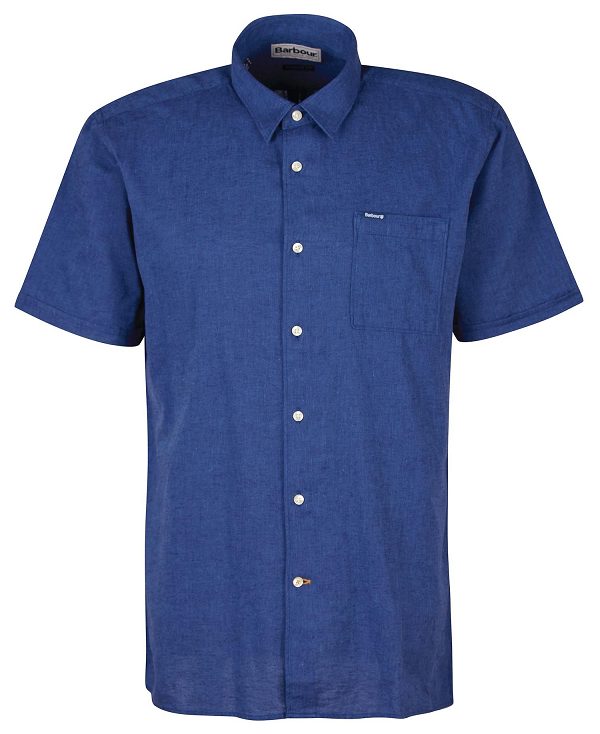 Barbour Nelson Regular Short-sleeved Shirt σκουρο μπλε | BABO87634
