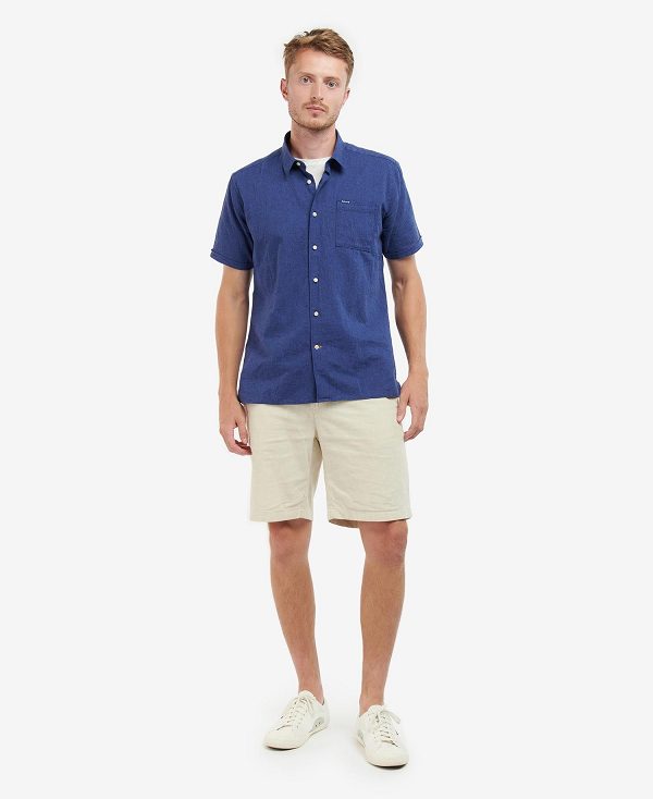 Barbour Nelson Regular Short-sleeved Shirt σκουρο μπλε | BABO87634