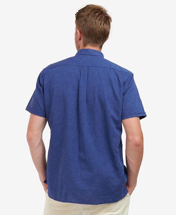 Barbour Nelson Regular Short-sleeved Shirt σκουρο μπλε | BABO87634