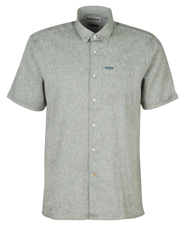 Barbour Nelson Regular Short-sleeved Shirt Ελιά | BABO87635