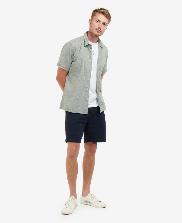 Barbour Nelson Regular Short-sleeved Shirt Ελιά | BABO87635