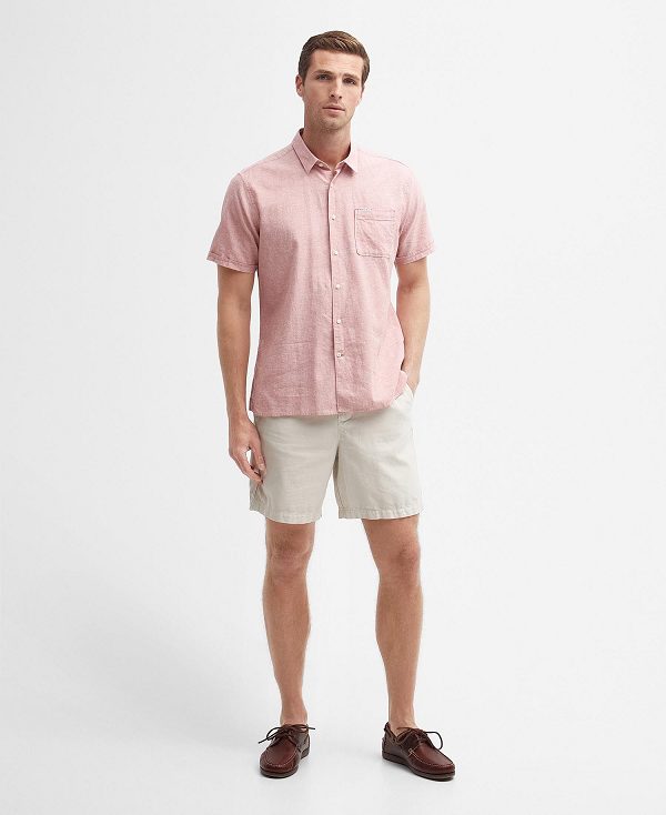 Barbour Nelson Regular Short-sleeved Shirt ροζ | BABO87736