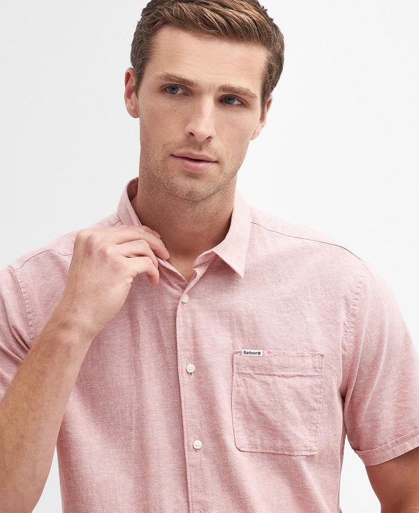 Barbour Nelson Regular Short-sleeved Shirt ροζ | BABO87736