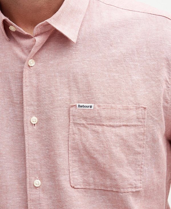 Barbour Nelson Regular Short-sleeved Shirt ροζ | BABO87736