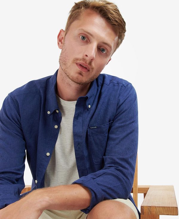 Barbour Nelson Tailored Long-sleeved Shirt Ελιά | BABO87622