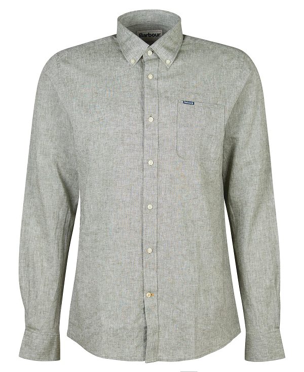 Barbour Nelson Tailored Long-sleeved Shirt Ελιά | BABO87632