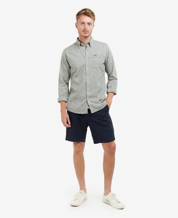 Barbour Nelson Tailored Long-sleeved Shirt Ελιά | BABO87632