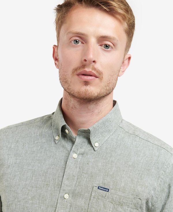 Barbour Nelson Tailored Long-sleeved Shirt Ελιά | BABO87632