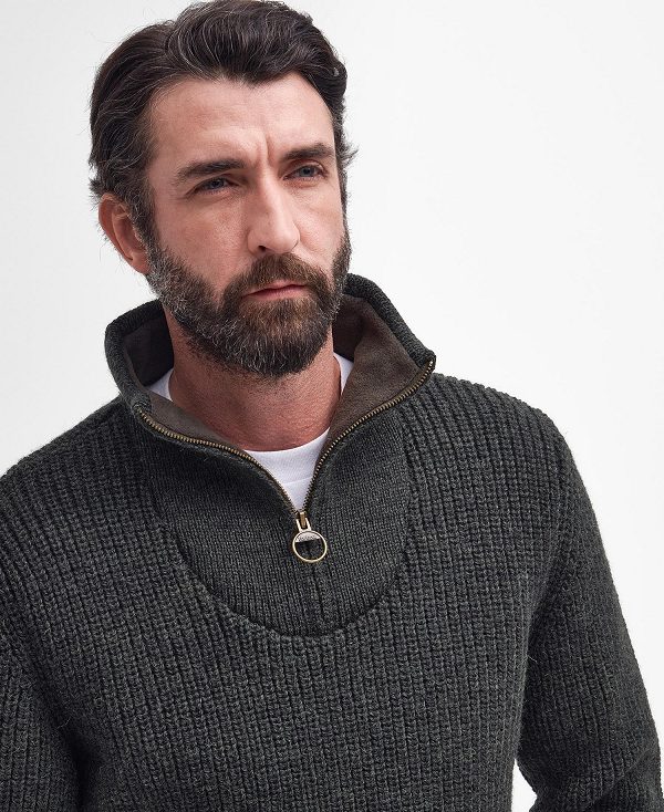 Barbour New Tyne Half Zip Jumper Ελιά | BABO88555