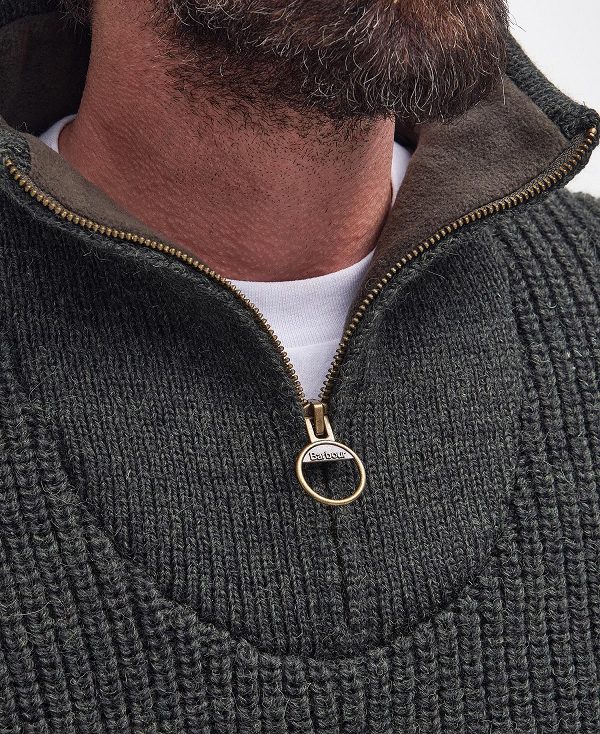 Barbour New Tyne Half Zip Jumper Ελιά | BABO88555