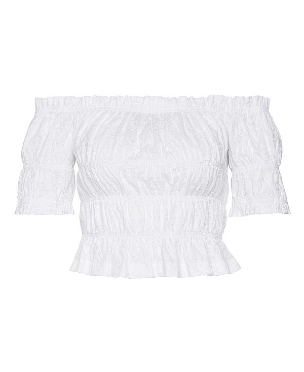 Barbour Nicola Off-the-shoulder Top ασπρα | BABO89497
