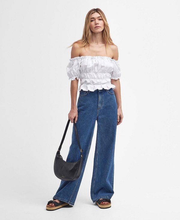 Barbour Nicola Off-the-shoulder Top ασπρα | BABO89497