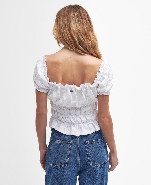 Barbour Nicola Off-the-shoulder Top ασπρα | BABO89497