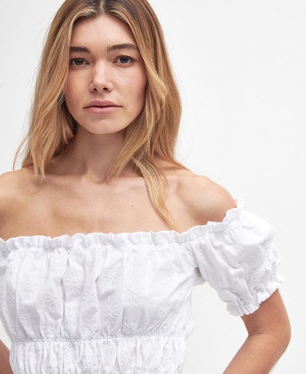 Barbour Nicola Off-the-shoulder Top ασπρα | BABO89497