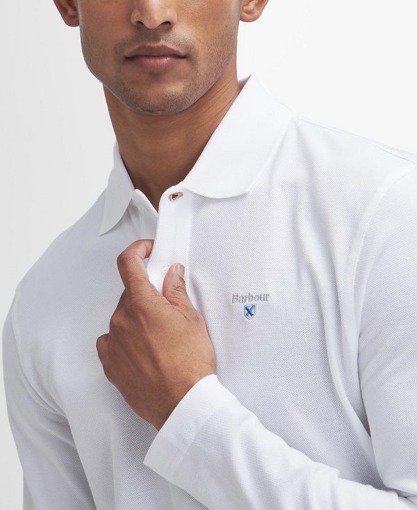 Barbour Original Sports Long-sleeved Polo Shirt ασπρα | BABO88220