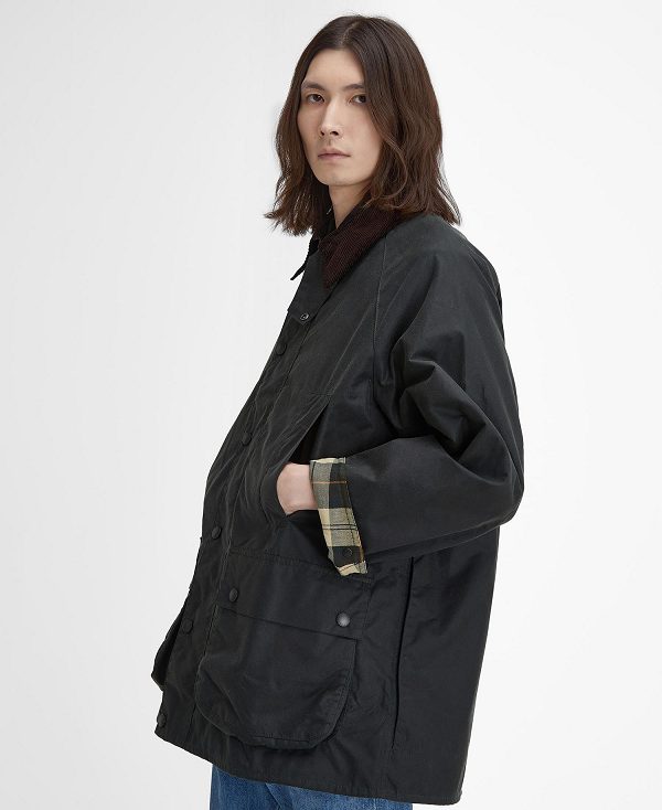 Barbour Oversized Beaufort Waxed Jacket μαυρα | BABO87276