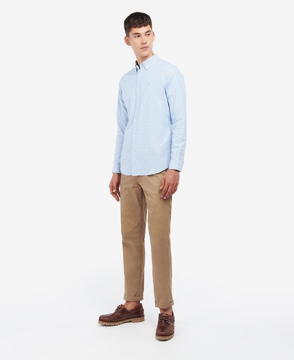Barbour Oxford Tailored Long-sleeved Gingham Shirt μπλε | BABO87612