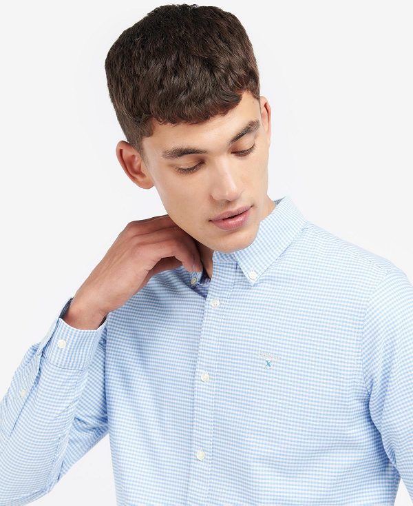 Barbour Oxford Tailored Long-sleeved Gingham Shirt μπλε | BABO87612