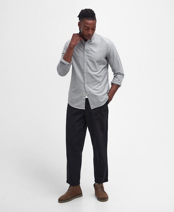 Barbour Oxford Tailored Long-sleeved Gingham Shirt πρασινο | BABO87713