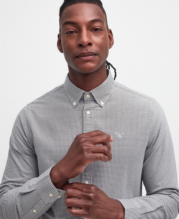 Barbour Oxford Tailored Long-sleeved Gingham Shirt πρασινο | BABO87713