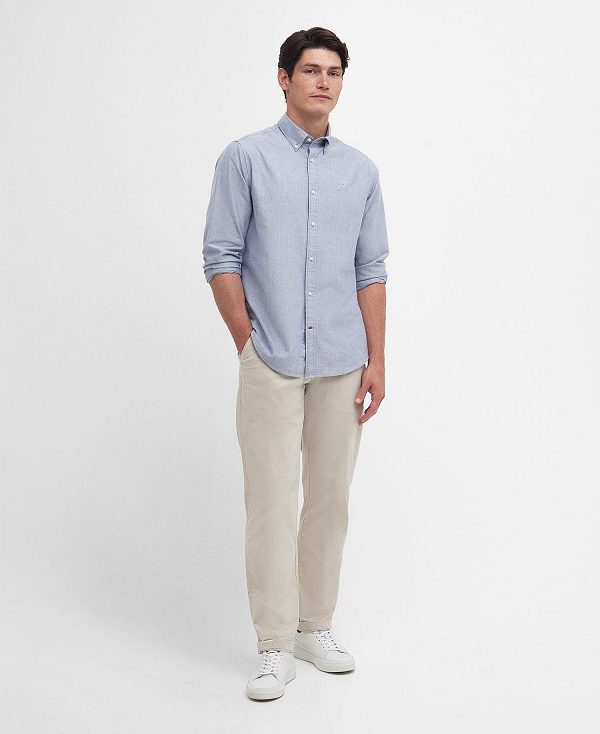 Barbour Oxford Tailored Long-sleeved Shirt σκούρο μπλε | BABO87699