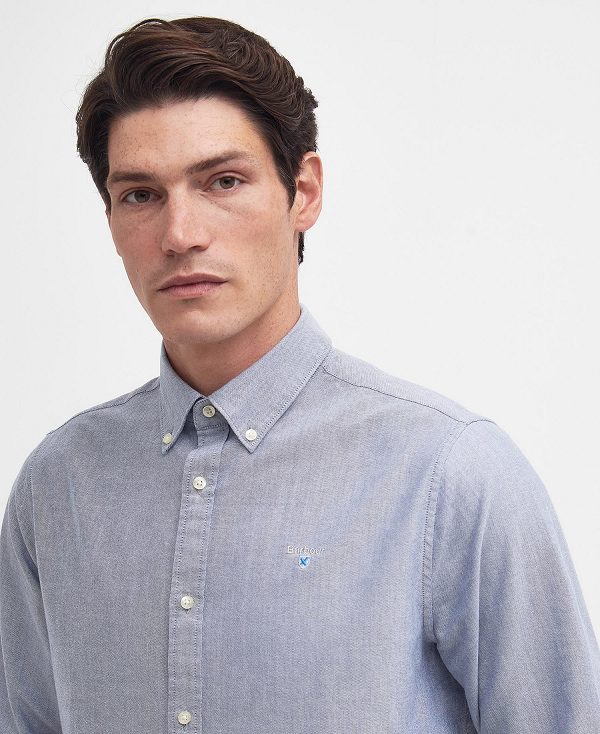 Barbour Oxford Tailored Long-sleeved Shirt σκούρο μπλε | BABO87699