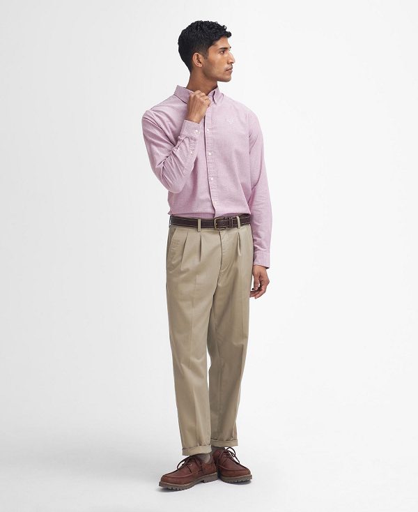 Barbour Oxford Tailored Long-sleeved Shirt ροζ | BABO87883