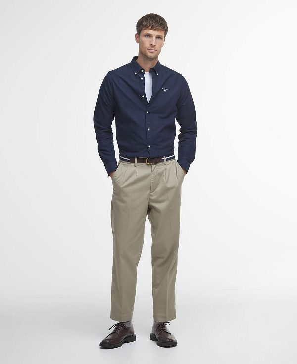 Barbour Oxford Tailored Long-sleeved Striped Shirt σκουρο μπλε | BABO87642