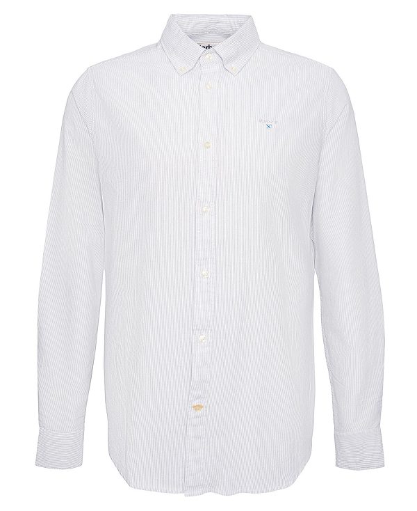 Barbour Oxford Tailored Long-sleeved Striped Shirt ασπρα | BABO87757