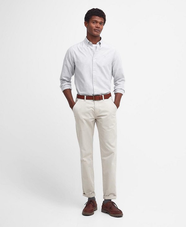 Barbour Oxford Tailored Long-sleeved Striped Shirt ασπρα | BABO87757