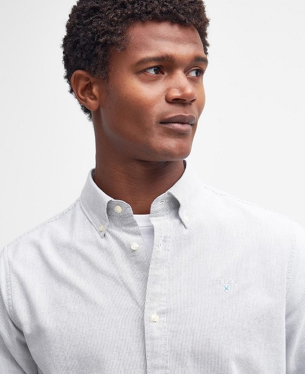 Barbour Oxford Tailored Long-sleeved Striped Shirt ασπρα | BABO87757