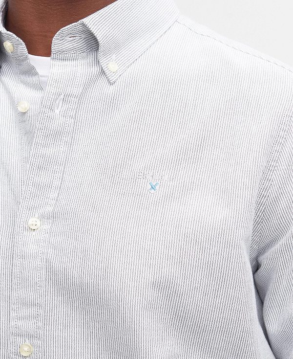 Barbour Oxford Tailored Long-sleeved Striped Shirt ασπρα | BABO87757