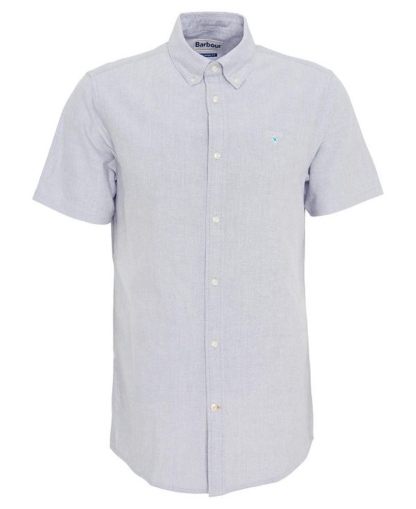 Barbour Oxford Tailored Short Sleeve Shirt γκρι | BABO87714