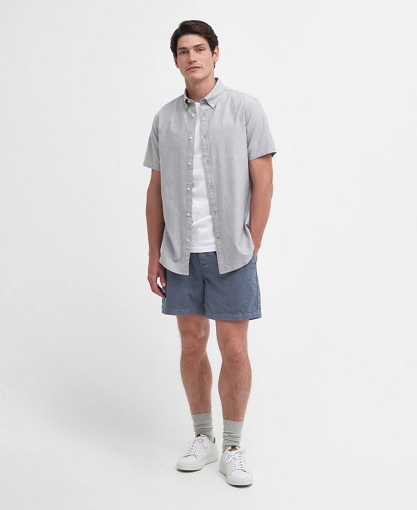 Barbour Oxford Tailored Short Sleeve Shirt γκρι | BABO87714