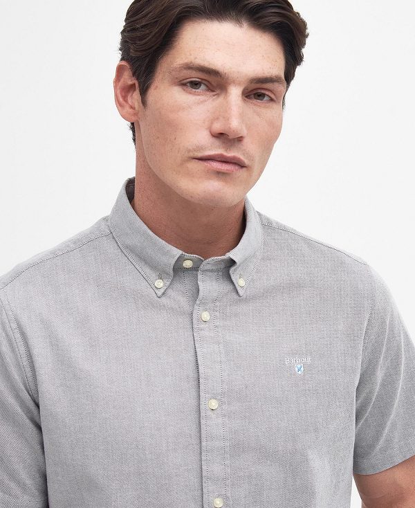 Barbour Oxford Tailored Short Sleeve Shirt γκρι | BABO87714